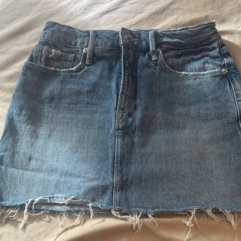 Good American Blue Denim Mini Skirt